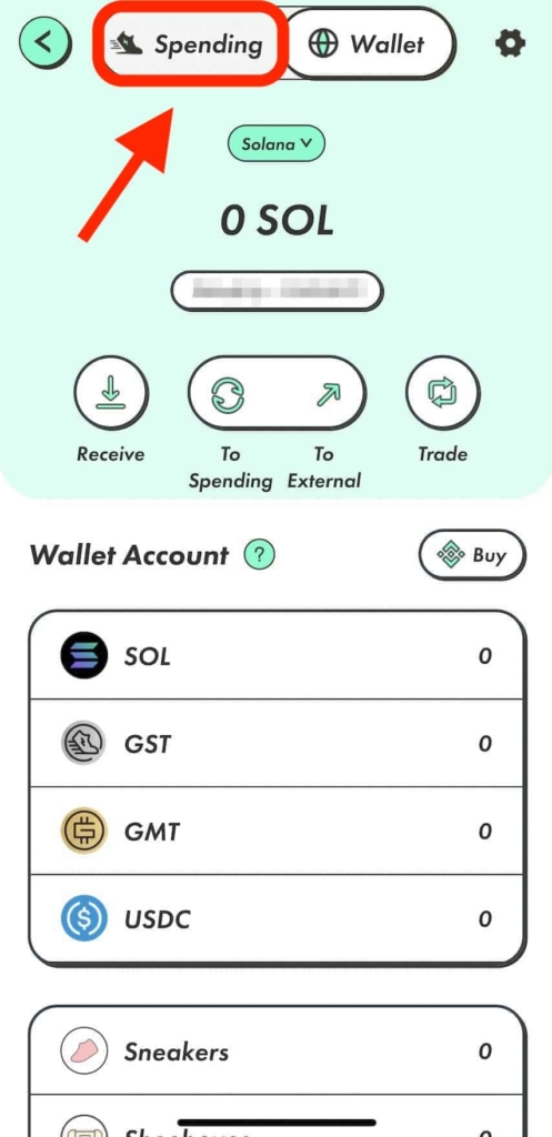 Wallet（ウォレット）に入金された「SOL」をSpendingに移動させる方法